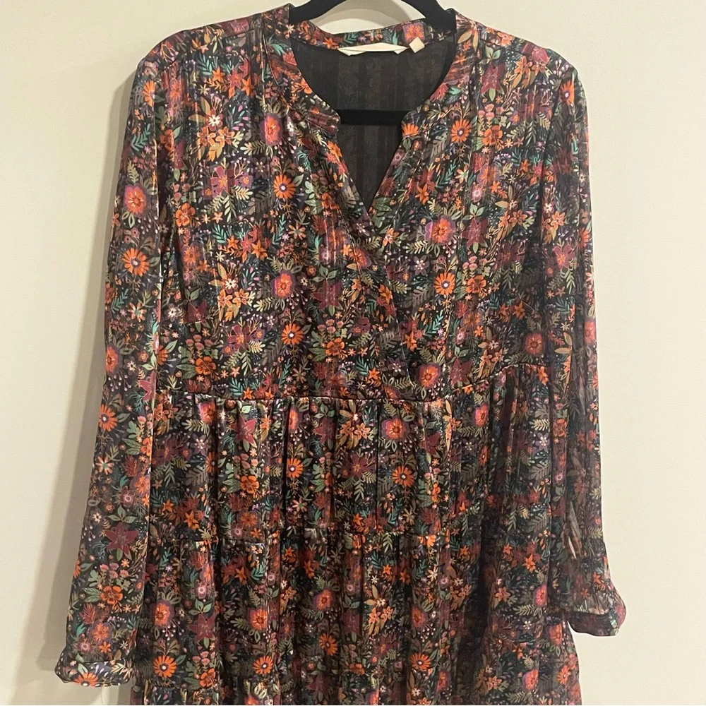 SOFT SURROUNDINGS Castille Floral Tunic Dress - Size Petite Large - Picture 4 of 16